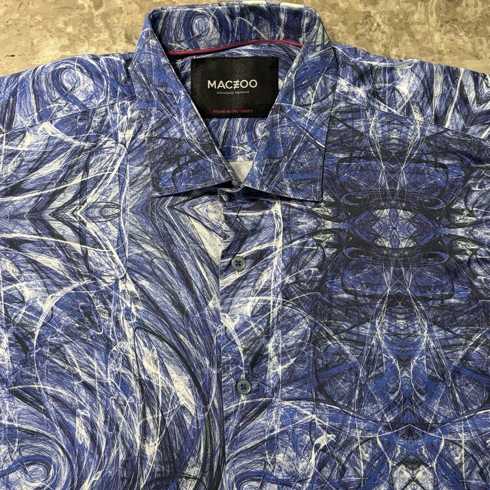 Maceoo Shirt Mens XL 5 Purple Painting Abstract Short Sleeve Button Colorful